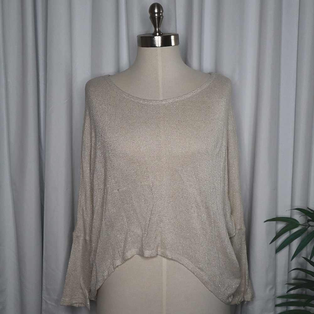 Windsor Metallic Cream Button-Back Sweater